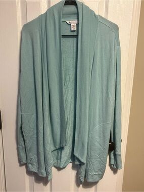 Athleta Teal Open-Front Draped Cardigan Sweater